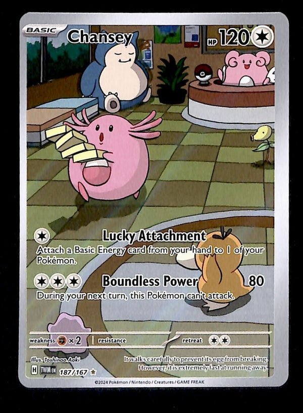 Chansey Illerstration Rare Twilight Masquerade 187/167, NM Pokemon Card