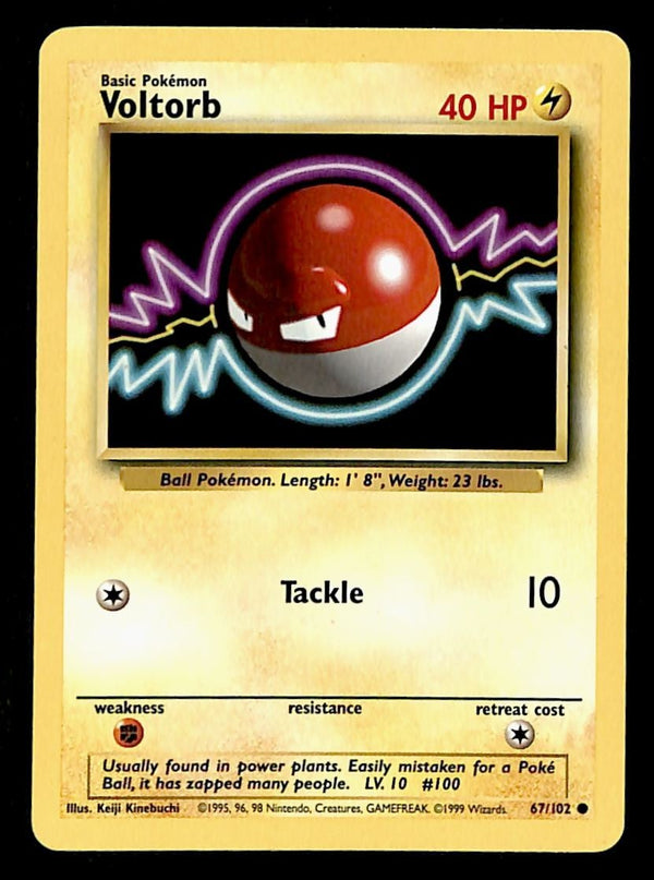 Voltorb Base Set 1999 Unlimited Print LP, 67/102 Pokemon Card.