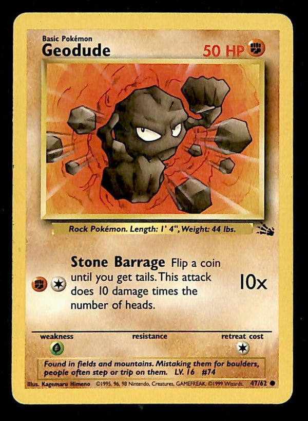 Geodude Fossil LP, 47/62 Pokemon Card