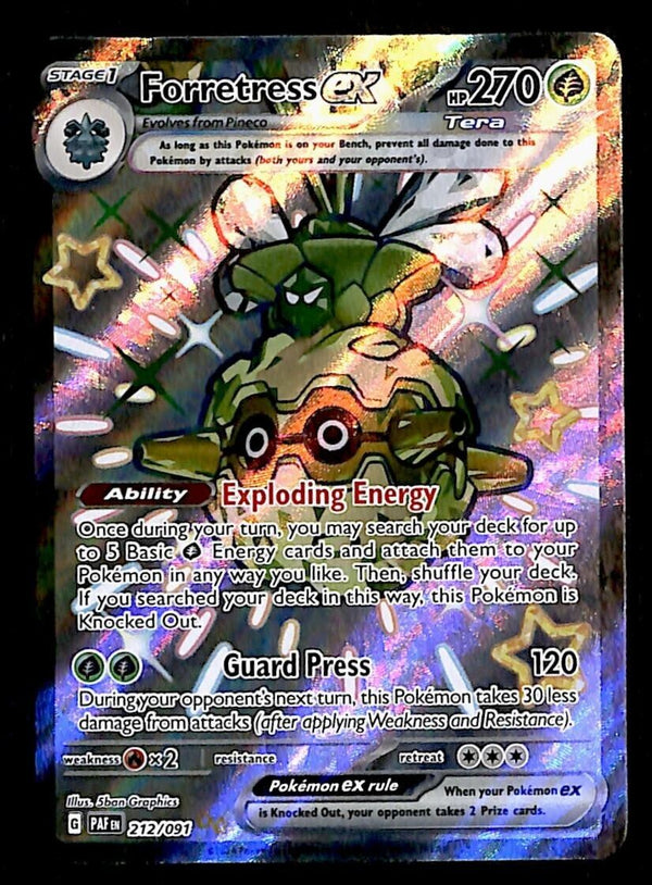 Shiny Forretress EX Full Art Ultra Rare Paldean Fates 212/091, NM Pokemon Card