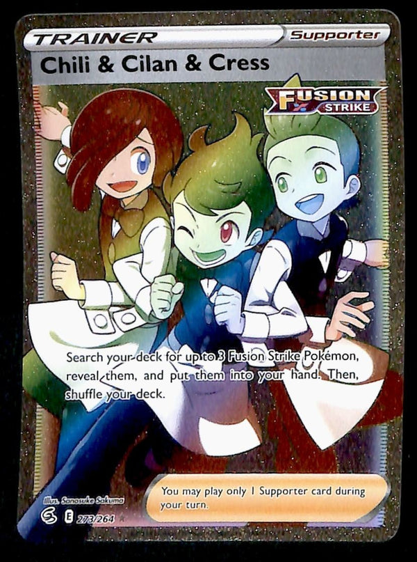 Chili & Cilan & Cress Rainbow Rare Fusion Strike 273/264, NM Pokemon Card