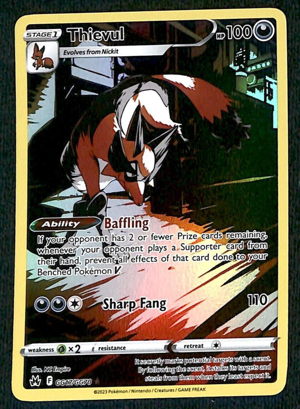 Thievul Galarian Gallery Crown Zenith GG17/GG70, NM Pokemon Card