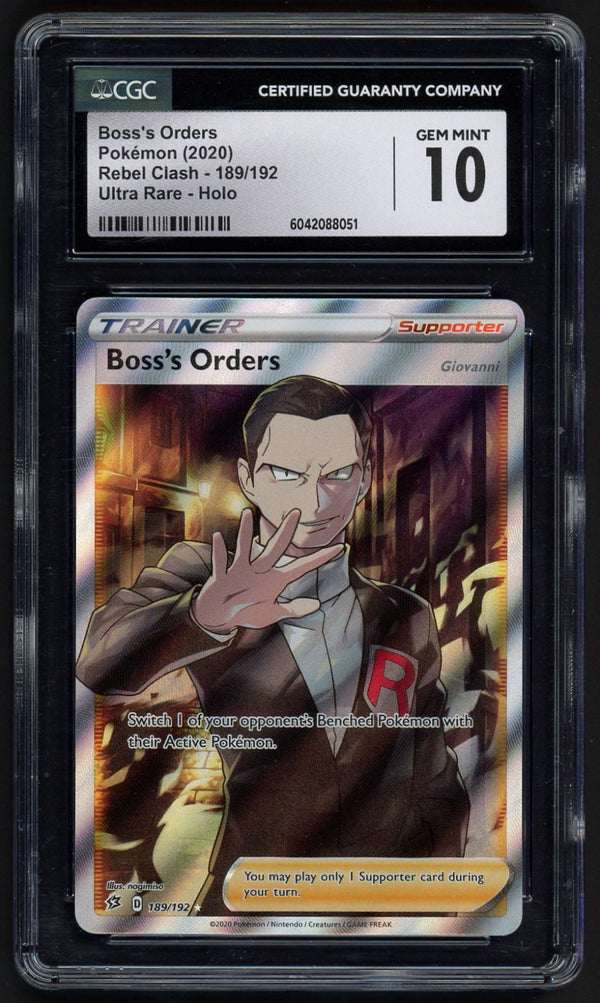Boss's Orders Full Art Rebel Clash 189/192, CGC 10 Pokémon Card