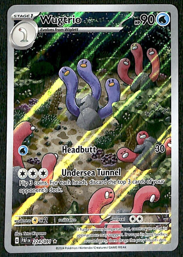 Wugtrio Ultra Rare Paldean Fates 224/091, NM Pokemon Card