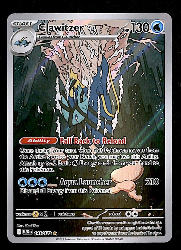 Clawitzer Illustration Rare Mega Evolution MEG 141 132 NM Pokemon Car Clawitzer Illustration Rare Mega Evolution MEG 141 132 NM Pokemon Car
