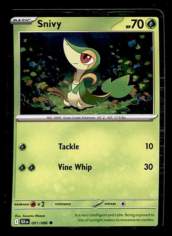 Snivy Holo Black Bolt 001/086, NM Pokemon Card