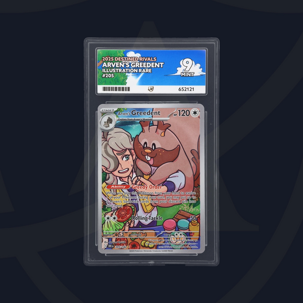 Arvens Greedent Destined Rivals 205/182, ACE 9 Graded Pokemon Card