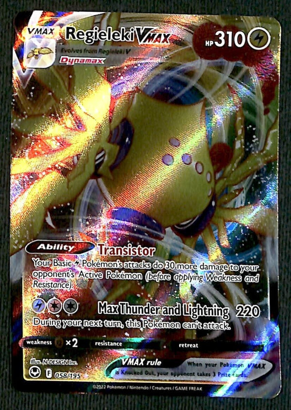 Regieleki Vmax Ultra Rare Silver Tempest 058/195, NM Pokemon Card
