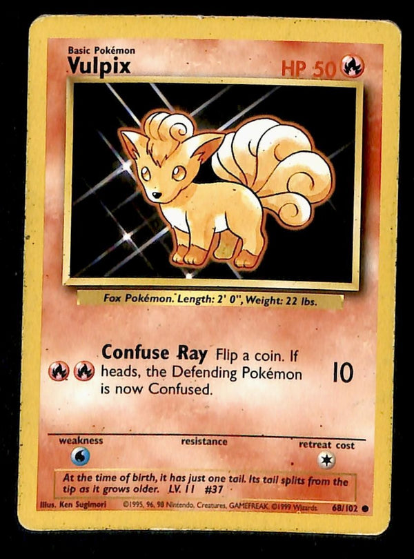 Vulpix Base Set 1999 Unlimited Print VG, 68/102 Pokemon Card