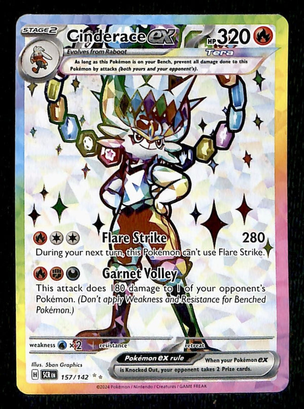 Cinderace EX Full Art Trainer Stellar Crown 157/142, NM Pokemon Card