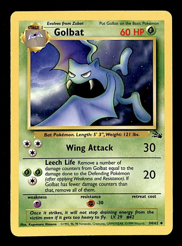 Golbat Fossil NM, 34/62 Pokemon Card
