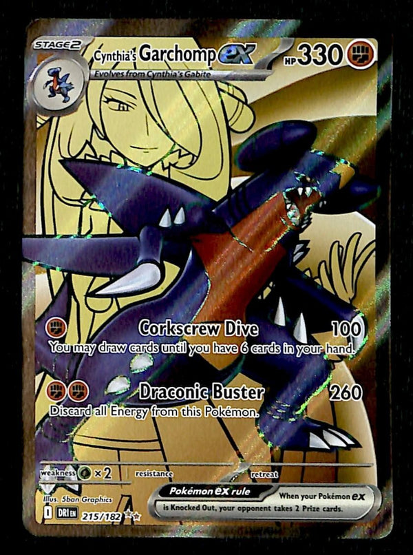 Cynthia's Garchomp ex Secret Rare Destined Rivals 215/182, NM Pokemon Card