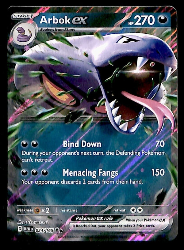 Arbok EX Ultra Rare Scarlet & Violet 151 024/165, NM Pokemon Card