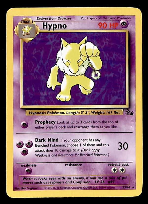 Hypno Fossil LP,  23/62 Pokemon Card