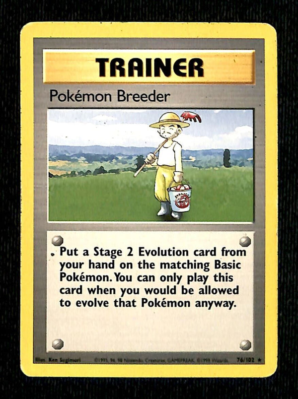 Pokemon Breeder Base Set 1999 Unlimited Print VG, 76/102 Pokemon Card.