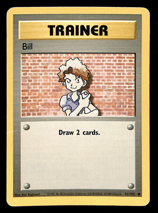 Bill Base Set 1999 Unlimited VG, 91/102 Pokemon Card.
