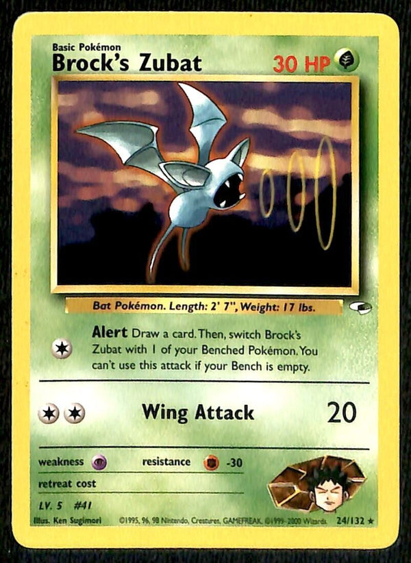 Brocks Zubat Gym Heroes NM, 24/132 Pokemon Card.