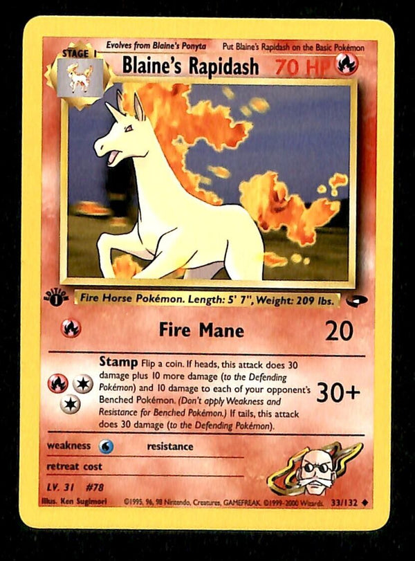 Blaines Rapidash 1st Edition Gym Challenge NM, 33/132 Pokemon Card
