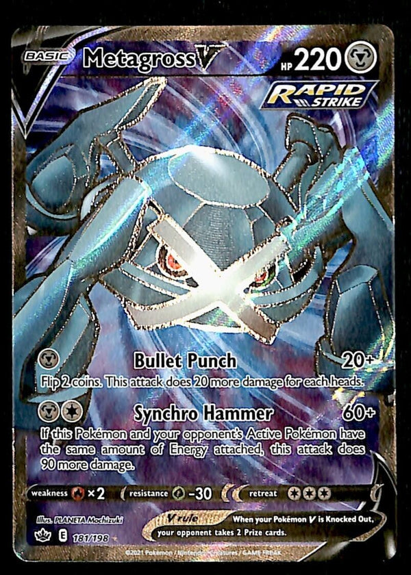 Metagross V Full Art Chilling Reign 181/198, NM Pokemon Card
