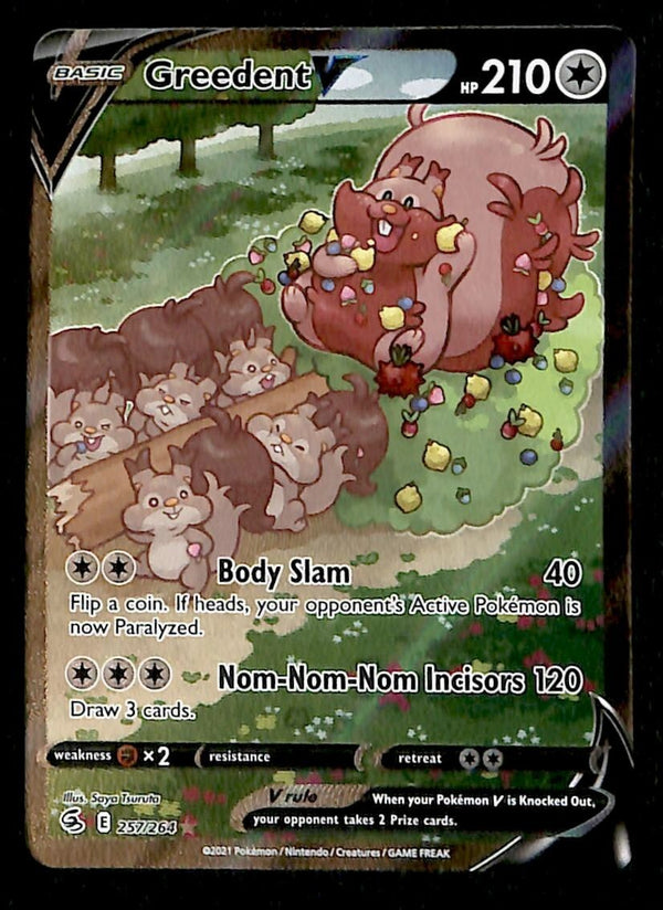 Greedent V Alternate Art Rare Card Fusion Strikes 257/264, EX Pokemon Card