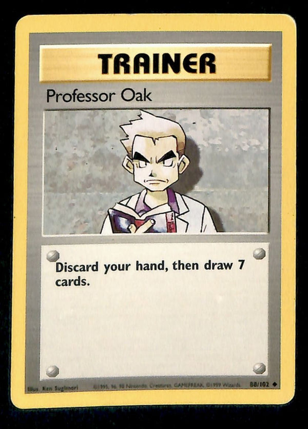 Professor Oak Base Set Unlimited Print LP, 88/102 Pokemon Card.