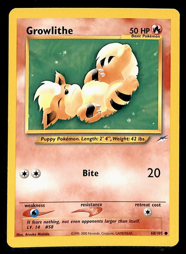 Growlithe Neo Destiny Unlimited 68/105, LP Pokemon Card