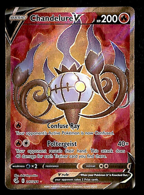 Chandelure V Full Art Fusion Strike 247/264, NM Pokemon Card