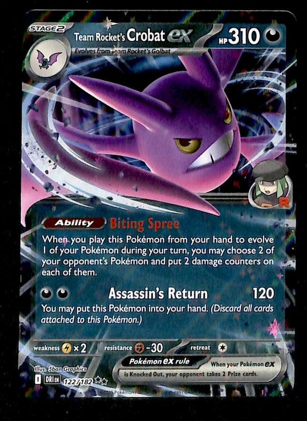 Team Rocket's Crobat ex Rare Destined Rivals 122/182, NM Pokemon Card