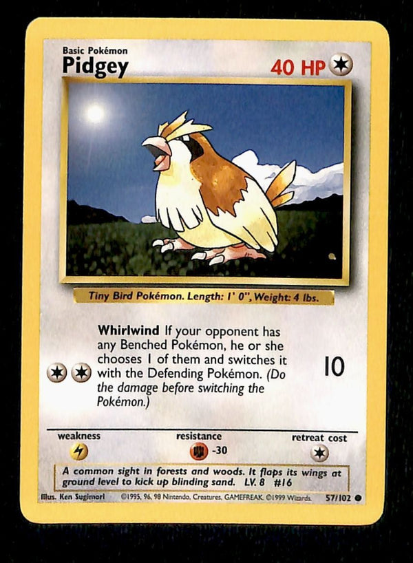 Pidgey Base Set 1999 Unlimited Print NM, 57/102 Pokemon Card.