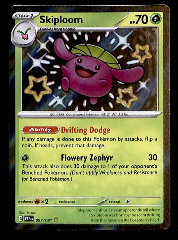 Shiny Skiploom Ultra Rare Paldean Fates 097/091, NM Pokemon Card