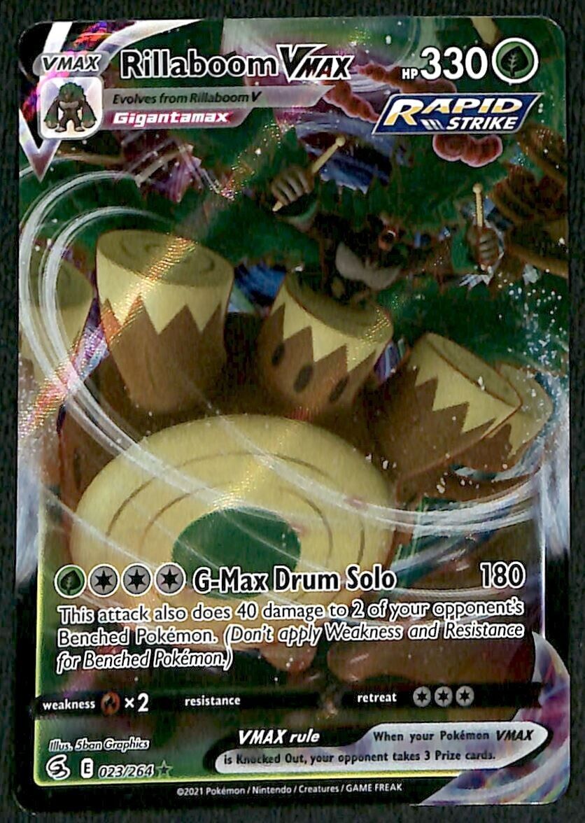 Rillaboom Vmax Rrr Rillaboom Vmax Fusion Strikes 023/264, NM Pokemon Card