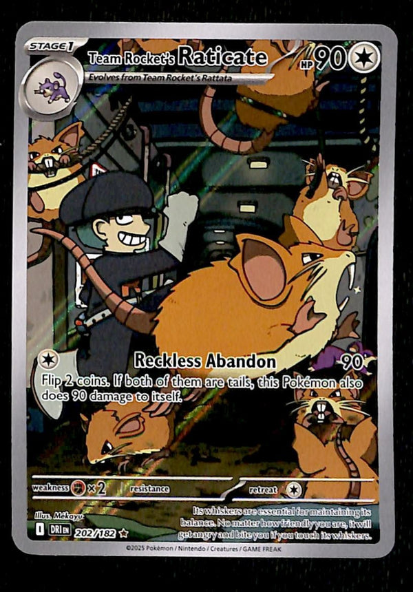 Team Rocket's Raticate Illustration Rare Destined Rivals 202/182, NM PokemonCard