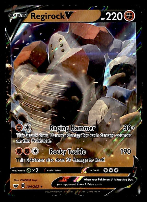 Regirock V Ultra Rare Sword & Shield 104/202, NM Pokemon Card