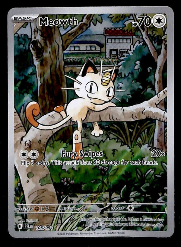 Meowth Illustration Rare Phantasmal Flames 106/094, NM Pokemon Card
