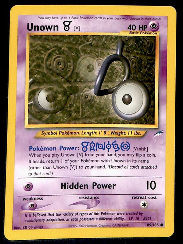 Unown V Neo Destiny Unlimited 89/105, LP Pokemon Card